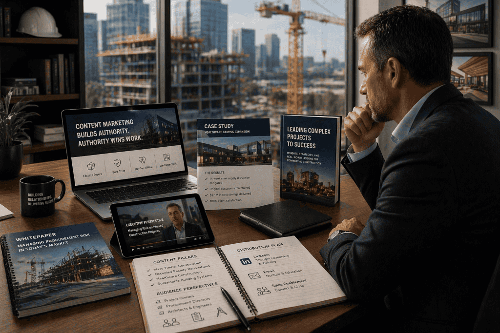Why Commercial Contractors Lose Contracts Before the Bid 1 Professional discussing construction marketing strategies
